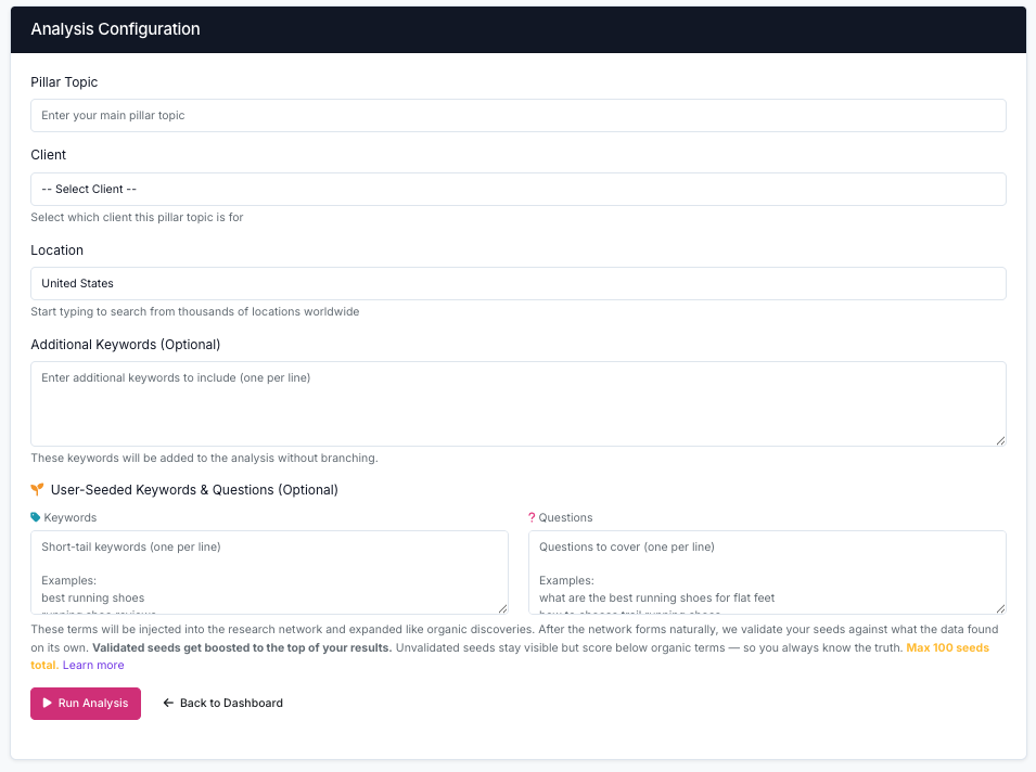 Run pillar analysis screenshot