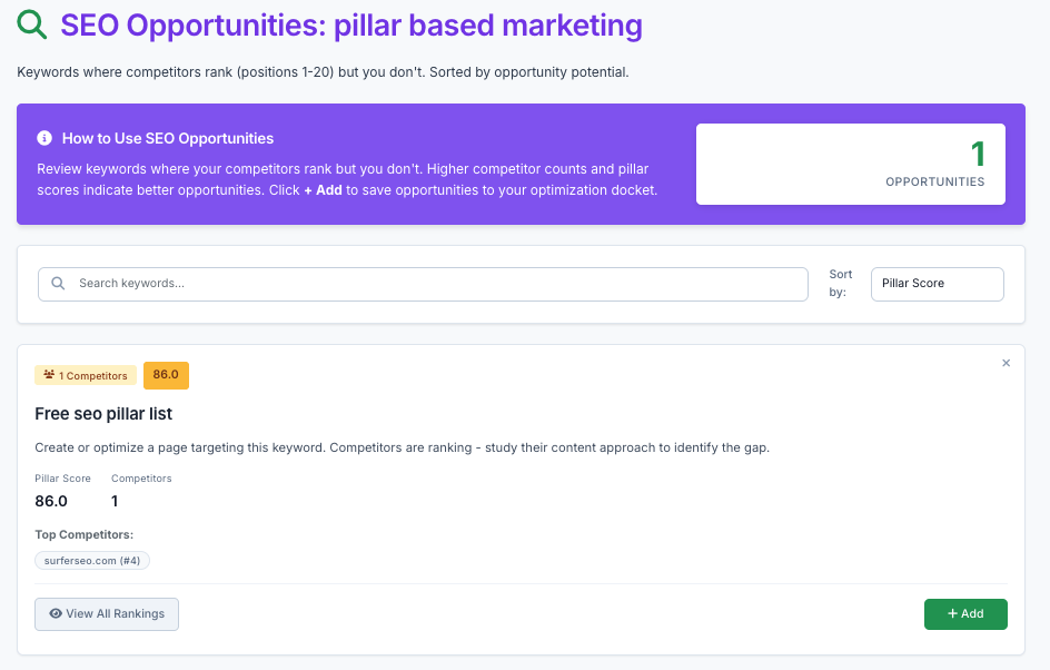 SEO Opportunities screenshot