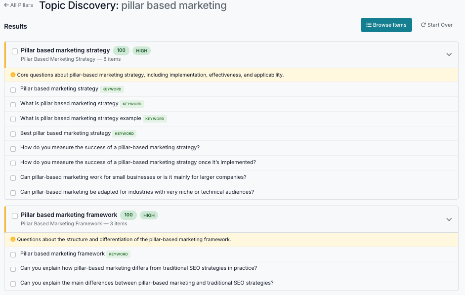 Topic discovery screenshot