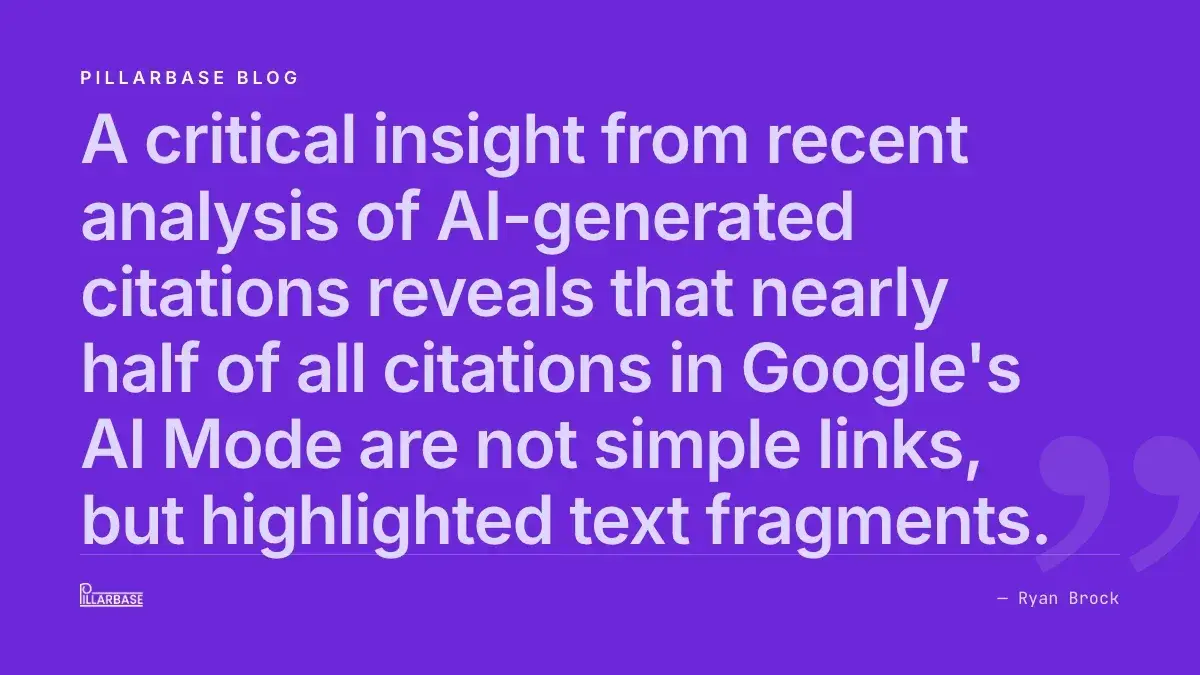 A critical insight from recent analysis of AI-generated citations reveals that nearly half of all citations in Google's AI Mode are not simple links, but highlighted text fragments.