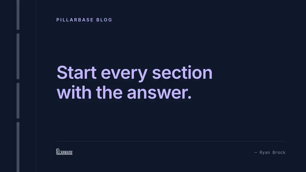 Pull quote: Start every section with the answer.