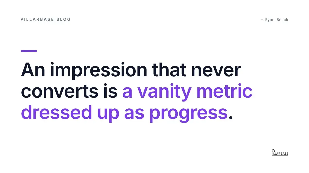Pull quote: An impression that never converts is a vanity metric dressed up as progress.