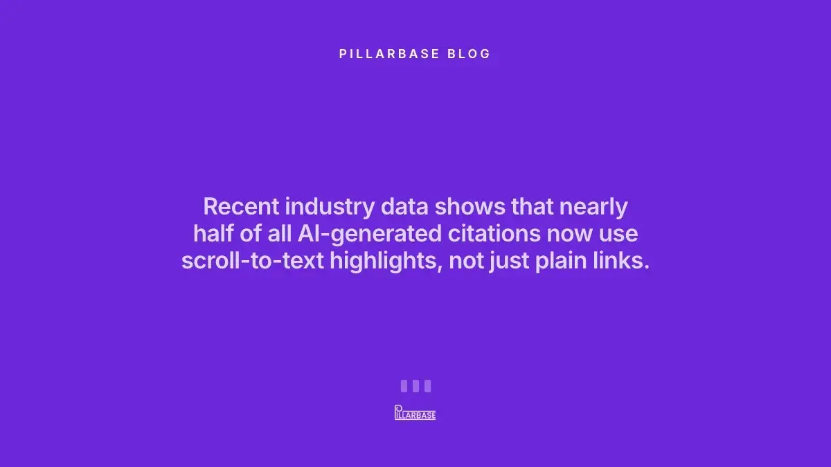Recent industry data shows that nearly half of all AI-generated citations now use scroll-to-text highlights, not just plain links.
